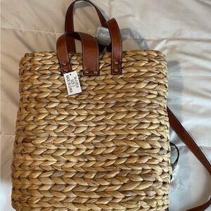 Brown Woven Tote Bag